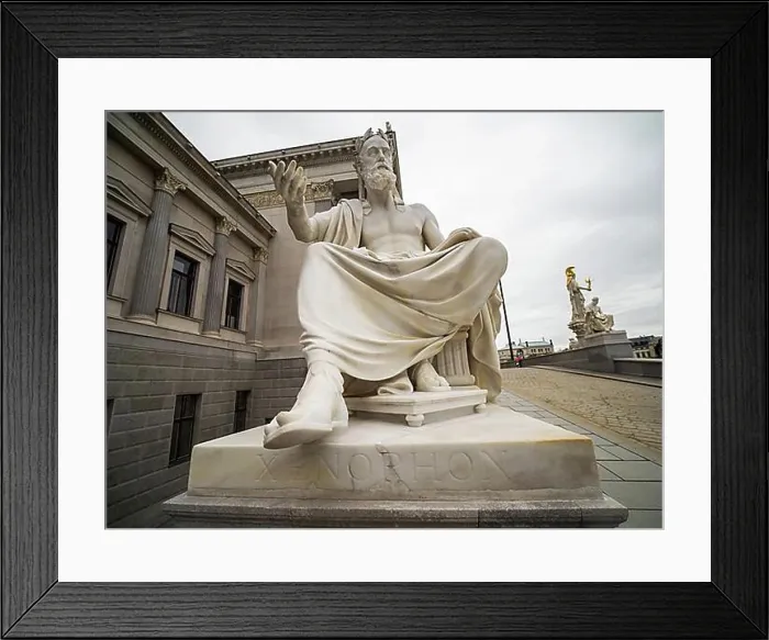 Framed Print : Statue of Xenophon, sculpture in front of the Parliament in Vienna, Austria, Europe Framed Print : Statue of Xenophon, sculpture in front of the Parliament in Vienna, Austria, Europe
