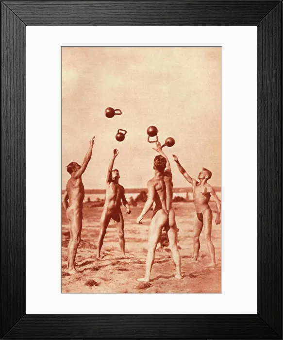 Framed Print : German beach boys, almost - but not quite - as naked as Nature intended Date: 1930 Framed Print : German beach boys, almost - but not quite - as naked as Nature intended Date: 1930