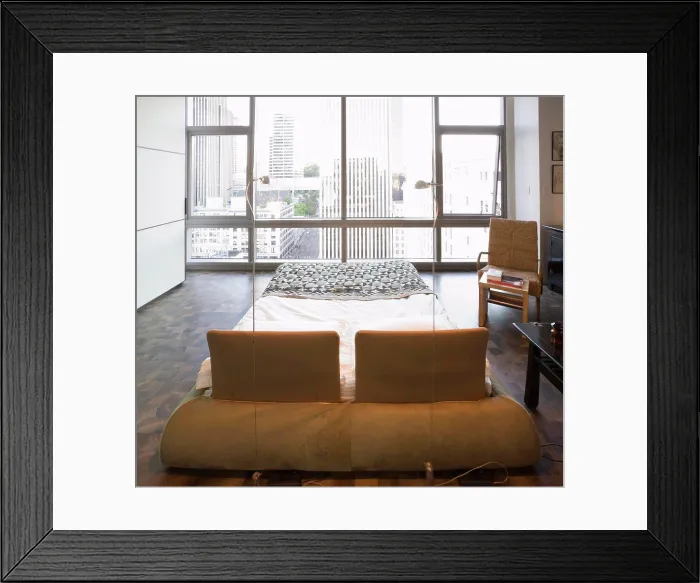 Framed Print : Modern bedroom in luxury highrise apartment