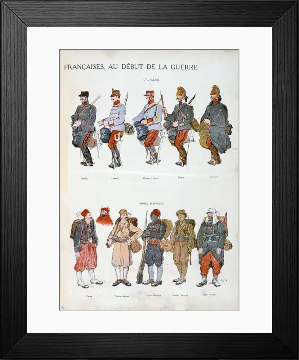 Framed Print : French army uniforms, World War One