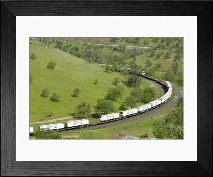 Framed Print : The Tehachapi Train Loop near Tehachapi California is the historic location of the Southern Pacific Railroad where Framed Print : The Tehachapi Train Loop near Tehachapi California is the historic location of the Southern Pacific Railroad where
