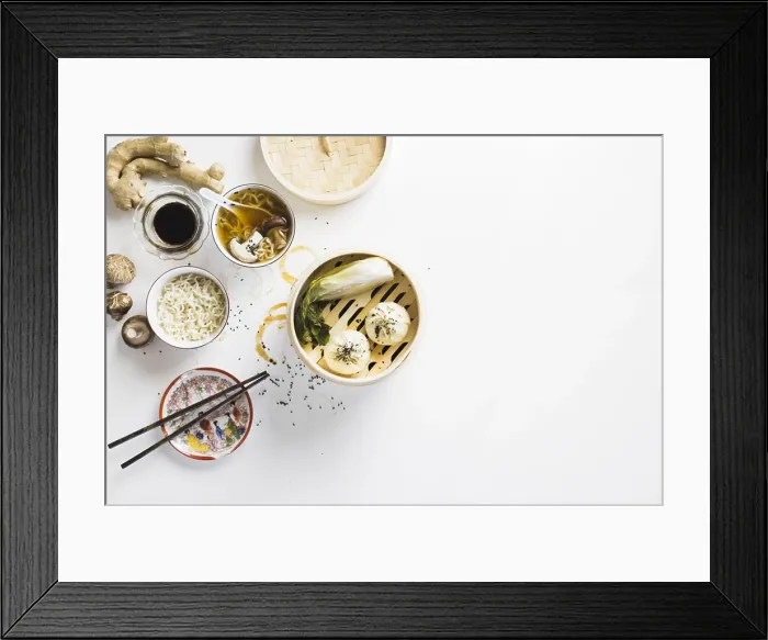 Framed Print : baozi near noodles soup. Resolution and high quality beautiful photo Framed Print : baozi near noodles soup. Resolution and high quality beautiful photo