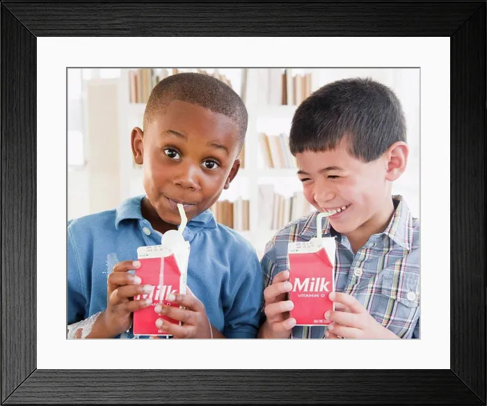 Framed Print : Boys drinking milk from carton Framed Print : Boys drinking milk from carton