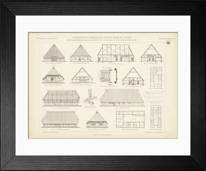 Framed Print : Hamann, Raspe, Zingelmann, farmhouses Framed Print : Hamann, Raspe, Zingelmann, farmhouses