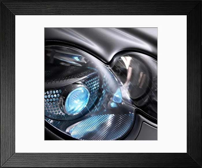 Framed Print : detail Mercedes Benz SL500 SL-Class 2003 silver headlight HID