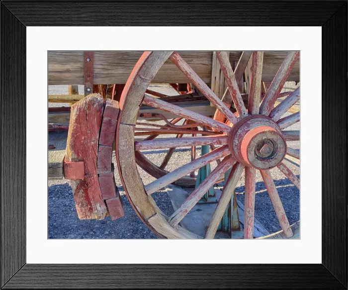 Framed Print : Old wagon wheel and wheel brake Framed Print : Old wagon wheel and wheel brake