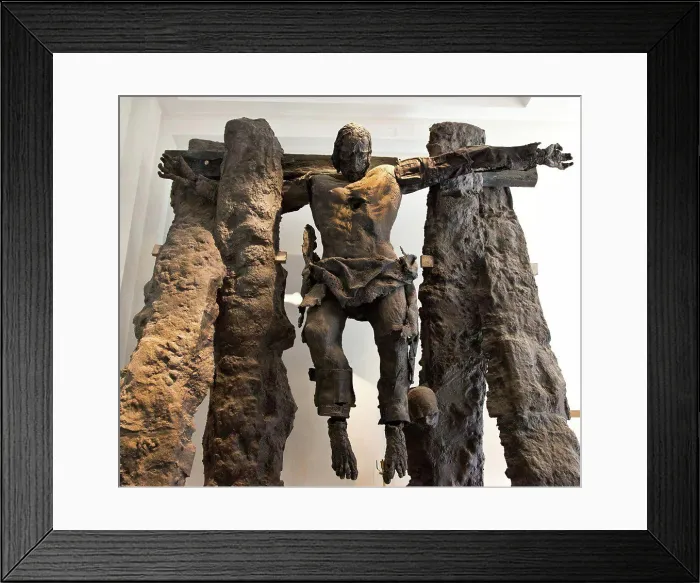Framed Print : Poland, Warsaw, Katyn Memorial Crucifixion Statue in Field Cathedral of Polish Army by Miroslaw Biskupsi