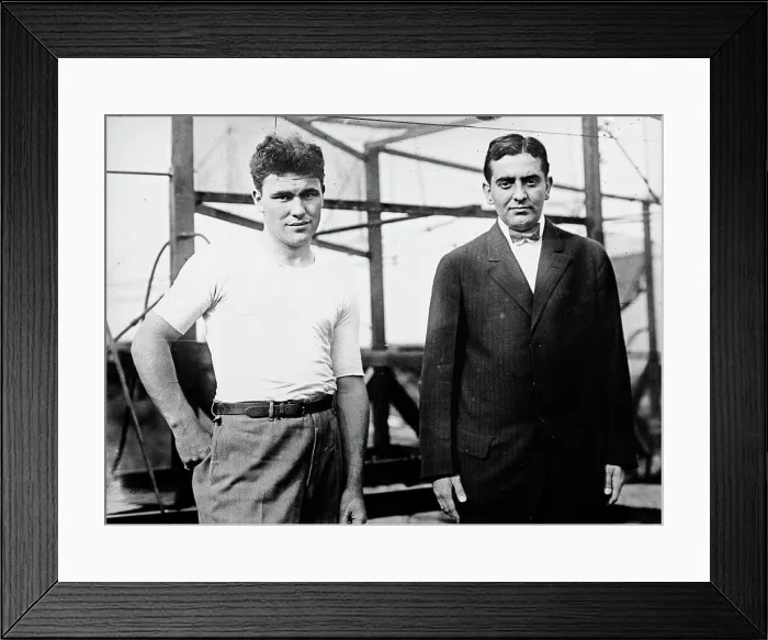 Framed Print : John J. Meckler and C.A. Allen (or Allen Canton) who built a bi-plane intended for a trans-atlantic flight ca. 1912 Framed Print : John J. Meckler and C.A. Allen (or Allen Canton) who built a bi-plane intended for a trans-atlantic flight ca. 1912