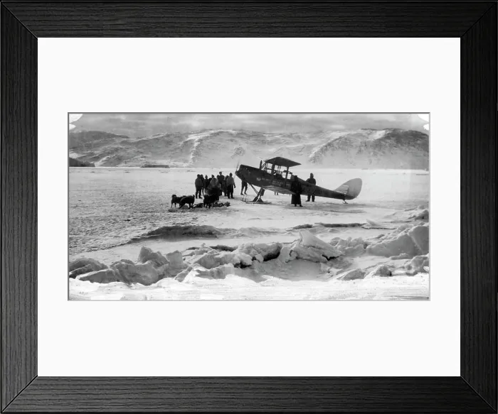 Framed Print : British Arctic Air Route Expedition: An expedition aeroplane on ski on the ice near the Base