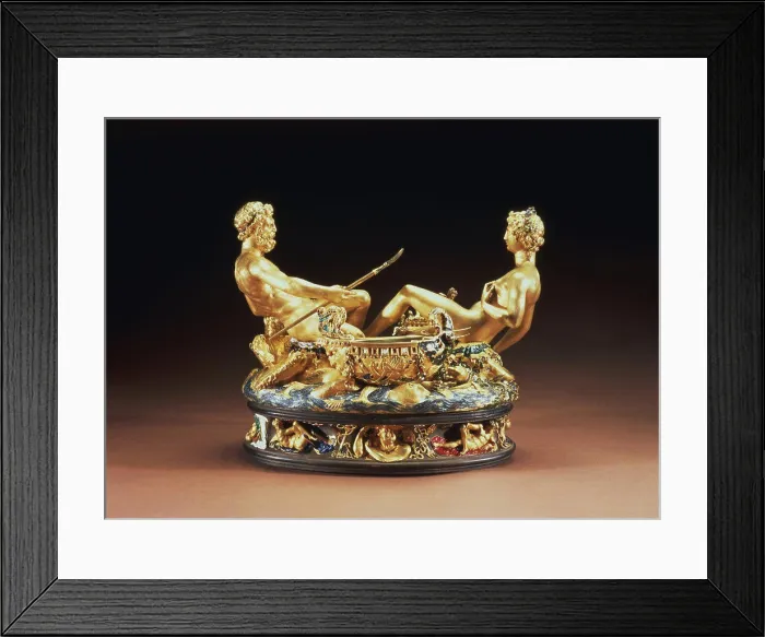 Framed Print : Salt Cellar of Francis I Benvenuto Cellini (1500-1571 Italian) Gold & enamel Kunsthistorisches Museum, Vienna, Austria Framed Print : Salt Cellar of Francis I Benvenuto Cellini (1500-1571 Italian) Gold & enamel Kunsthistorisches Museum, Vienna, Austria