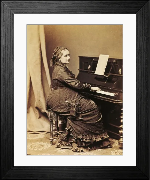 Framed Print : Germany, photographic portrait of German pianist and composer, Clara Schumann at piano Framed Print : Germany, photographic portrait of German pianist and composer, Clara Schumann at piano