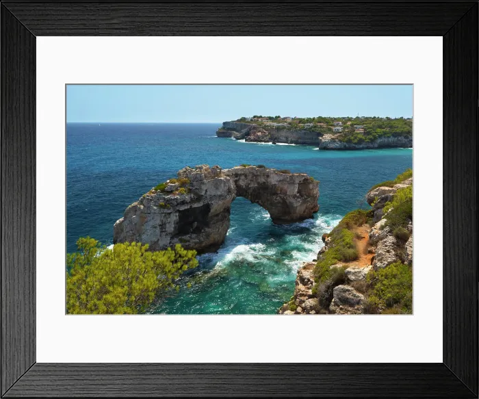 Framed Print : Natural arch, Cala Santanyi es Pontas, Mallorca Majorca, Balearic Islands, Spain, Mediterranean, Europe Framed Print : Natural arch, Cala Santanyi es Pontas, Mallorca Majorca, Balearic Islands, Spain, Mediterranean, Europe