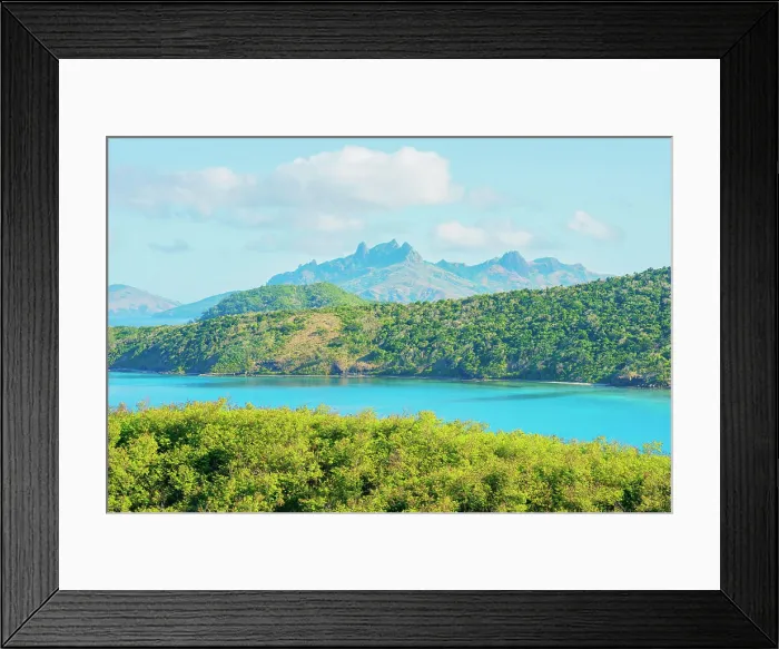 Framed Print : View of Drawaqa Island, Waya and Nanuya Balavu Island, Yasawa islands, Fiji, South Pacific Islands, Pacific