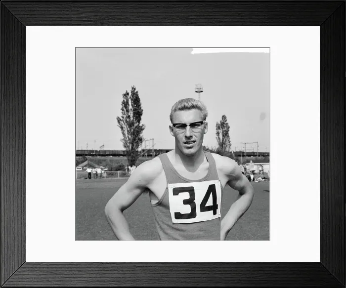 Framed Print : Anefo photo collection. International athletics competitions, evers (head) (jump). May 31, 1964 Framed Print : Anefo photo collection. International athletics competitions, evers (head) (jump). May 31, 1964