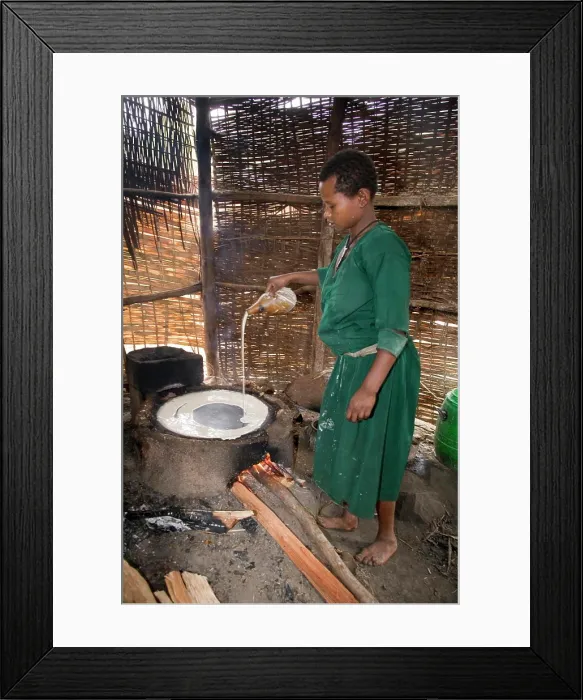 Framed Print : Woman making Injera, the staple diet, Ethiopia, Africa
