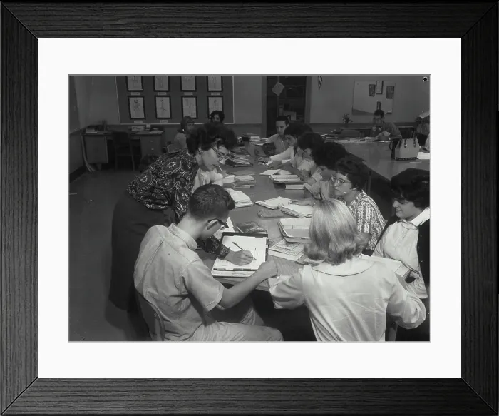 Framed Print : Students in classroom with their teacher Framed Print : Students in classroom with their teacher