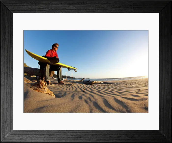 Framed Print : A man checking out surf conditions, Wickaninnish Beach, Tofino, BC Framed Print : A man checking out surf conditions, Wickaninnish Beach, Tofino, BC