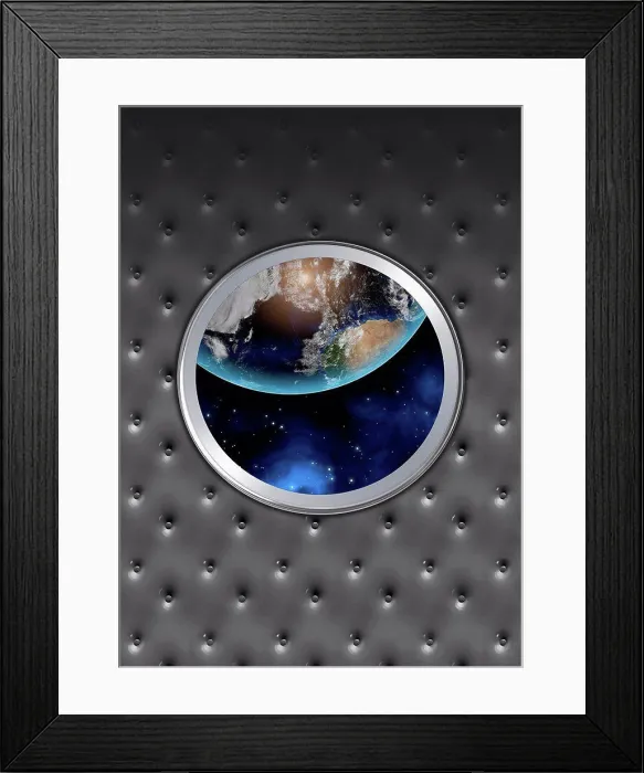 Framed Print : View of Earth from a spacecraft's window, illustration Framed Print : View of Earth from a spacecraft's window, illustration