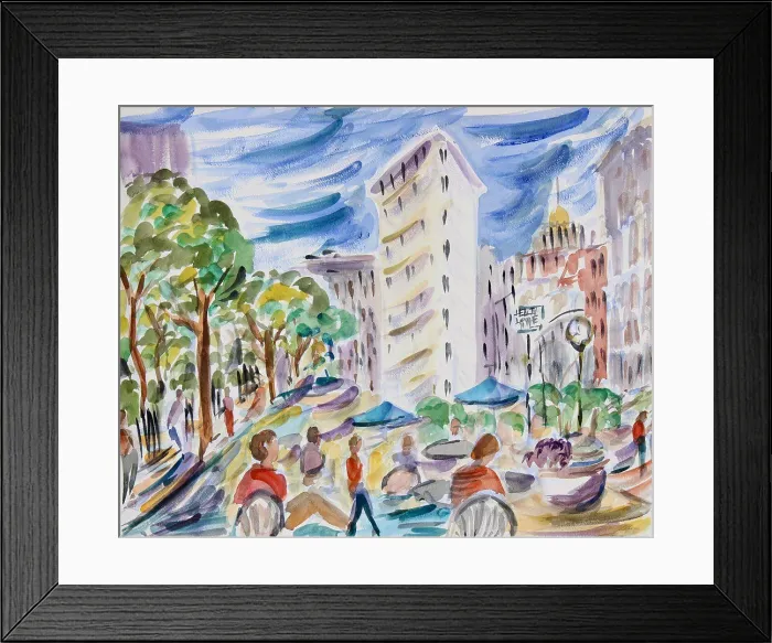 Framed Print : Madison Square and the Flatiron Building, 2013, Richard H. Fox (b.1960 / American), Watercolor on Paper Framed Print : Madison Square and the Flatiron Building, 2013, Richard H. Fox (b.1960 / American), Watercolor on Paper