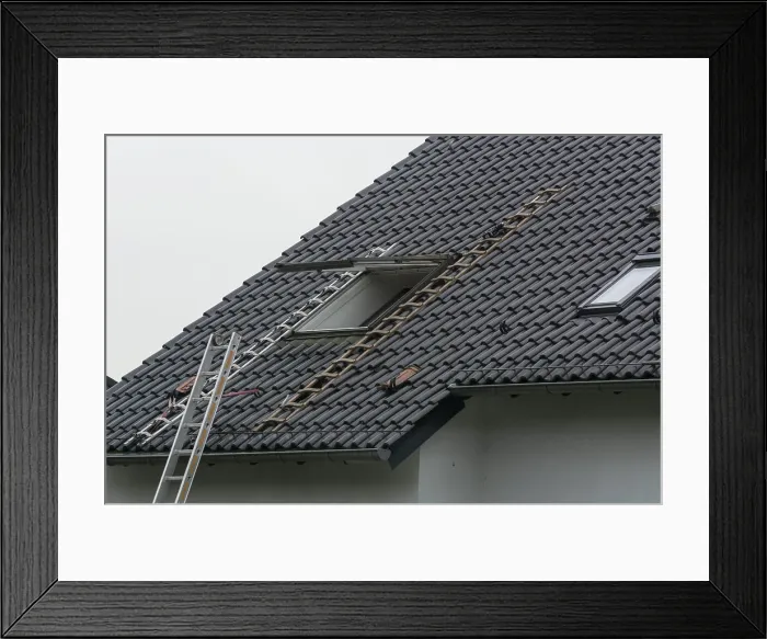 Framed Print : Roofing contractor builds roof windows Roofing Framed Print : Roofing contractor builds roof windows Roofing
