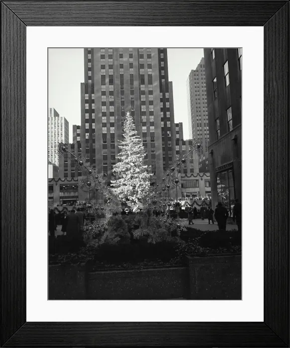 Framed Print : Vintage photograph. Christmas tree scene in plaza. Rockefeller Center Framed Print : Vintage photograph. Christmas tree scene in plaza. Rockefeller Center