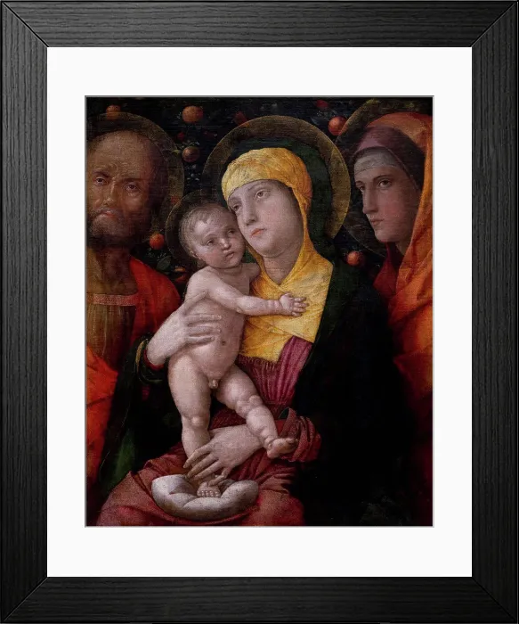 Framed Print : Andrea Mantegna; Italian; Isola di Carturo 1430 / 31-1506 Mantua; The Holy Family with Saint Mary Magdalen; Tempera Framed Print : Andrea Mantegna; Italian; Isola di Carturo 1430 / 31-1506 Mantua; The Holy Family with Saint Mary Magdalen; Tempera