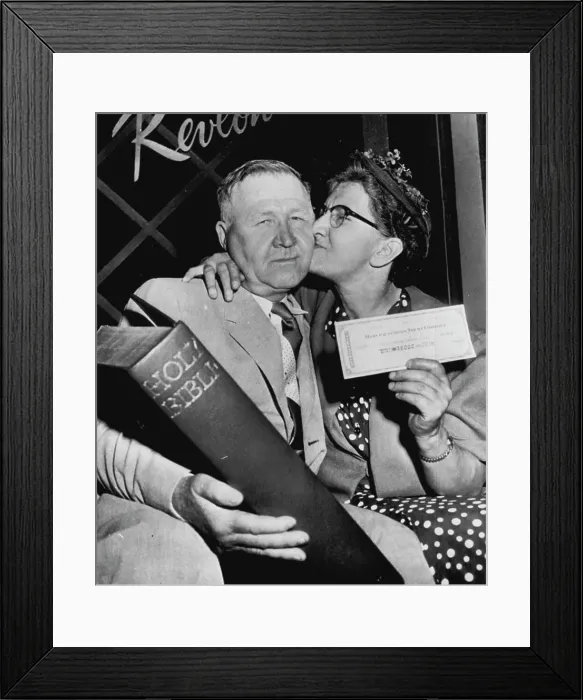 Framed Print : For $32, 000 She Does The Kissing - While her husband Framed Print : For $32, 000 She Does The Kissing - While her husband