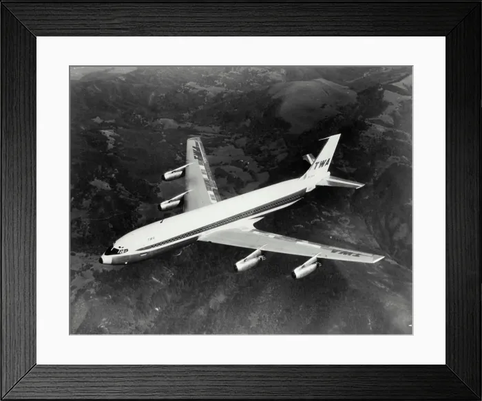 Framed Print : High angle view of an airplane in flight, Boeing 707 Framed Print : High angle view of an airplane in flight, Boeing 707