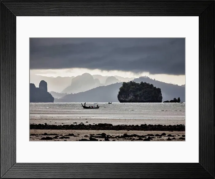 Framed Print : Thailand, Ko Yao Yai, silhouette of fishing boat on the sea Framed Print : Thailand, Ko Yao Yai, silhouette of fishing boat on the sea