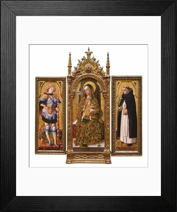 Framed Print : Madoona and Child Enthroned by Carlo Crivelli; Tempera on wood; Gold ground; 1472