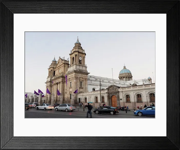 Framed Print : Traffic Lined Up On The Street Outside The Cathedral Of Guatemala City, Guatemala City Guatemala Framed Print : Traffic Lined Up On The Street Outside The Cathedral Of Guatemala City, Guatemala City Guatemala