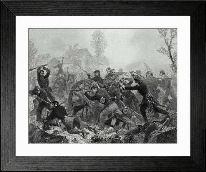 Framed Print : Battle of Shiloh-Recapture of Artillery by a Portion of General Rousseau's Command c Framed Print : Battle of Shiloh-Recapture of Artillery by a Portion of General Rousseau's Command c