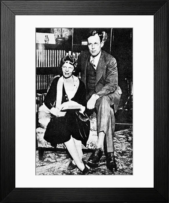 Framed Print : 1930s HALF TONE OF AMELIA EARHART WITH HER HUSBAND G.P. PUTNAM Framed Print : 1930s HALF TONE OF AMELIA EARHART WITH HER HUSBAND G.P. PUTNAM