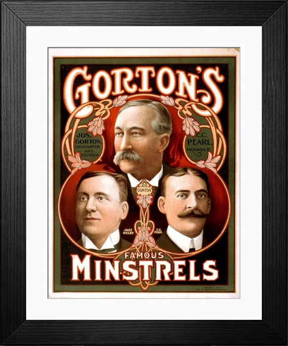 Framed Print : Gorton's famous Minstrels ca 1905 Framed Print : Gorton's famous Minstrels ca 1905