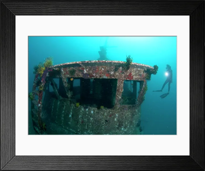 Framed Print : Kapalai wreck, Diver observing the wreck, Kapalai, Sabah, Borneo, Malaysia Framed Print : Kapalai wreck, Diver observing the wreck, Kapalai, Sabah, Borneo, Malaysia