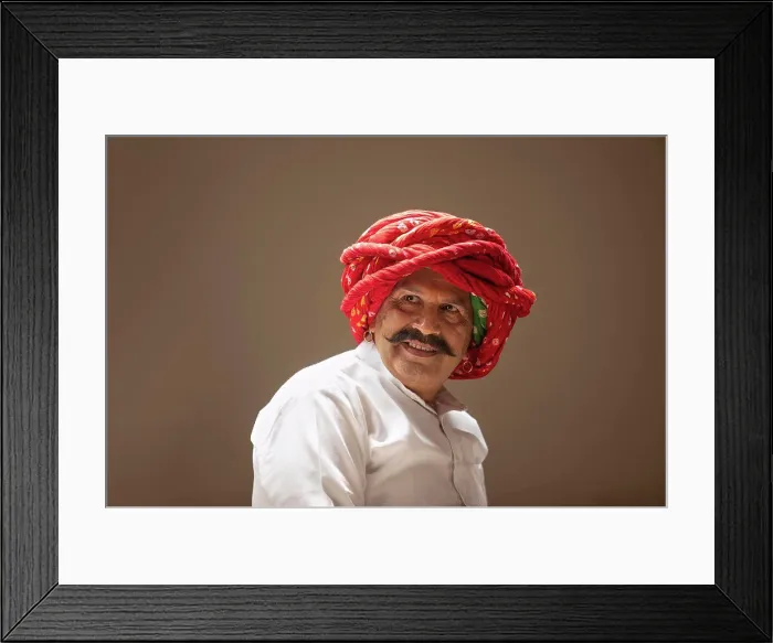 Framed Print : PORTRAIT OF A TURBANED VILLAGER HAPPILY LOOKING AWAY Framed Print : PORTRAIT OF A TURBANED VILLAGER HAPPILY LOOKING AWAY