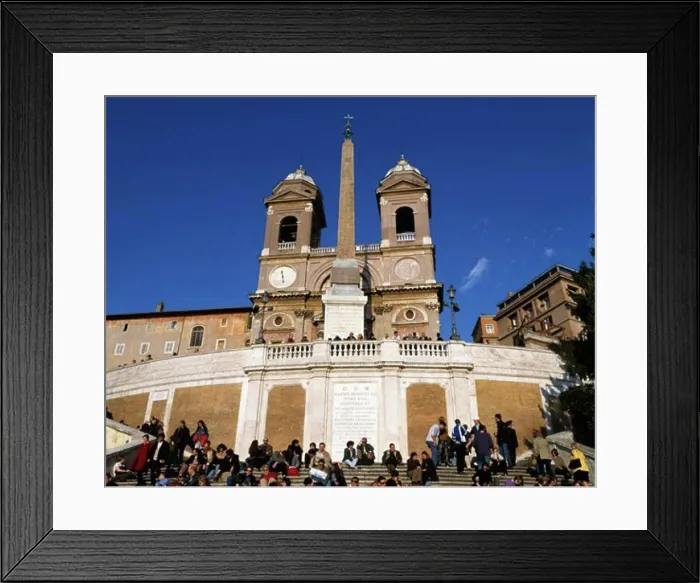 Framed Print : Low angle view of an obelisk in front of a church, Trinita dei Monti, Rome, Italy Framed Print : Low angle view of an obelisk in front of a church, Trinita dei Monti, Rome, Italy