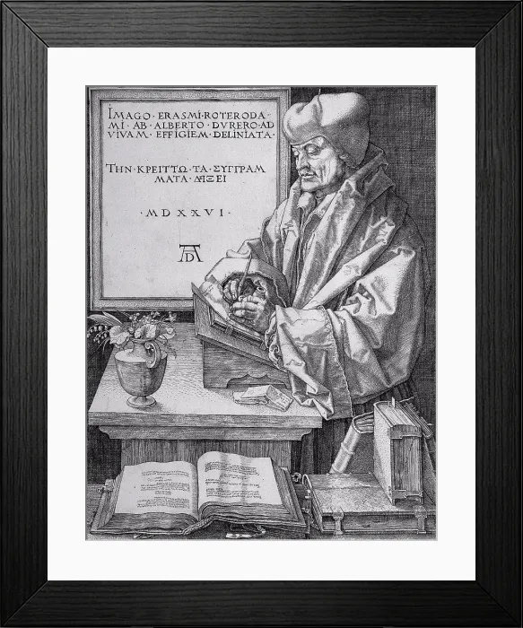 Framed Print : Erasmus of Rotterdam by Albrecht Durer, woodcut, 1526, 1471-1528, Russia, Moscow, State A. Pushkin Museum of Fine Arts Framed Print : Erasmus of Rotterdam by Albrecht Durer, woodcut, 1526, 1471-1528, Russia, Moscow, State A. Pushkin Museum of Fine Arts