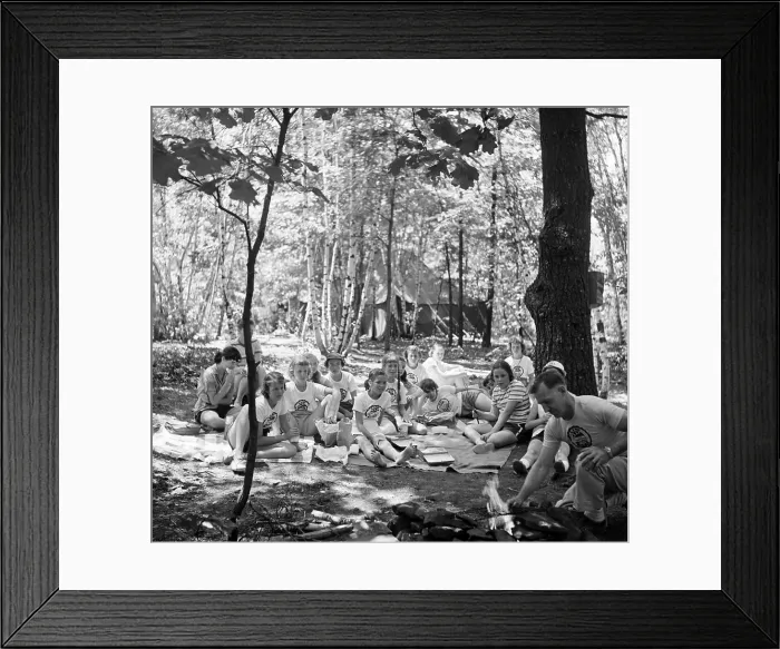 Framed Print : Campers and their Counselor at summer camp Framed Print : Campers and their Counselor at summer camp