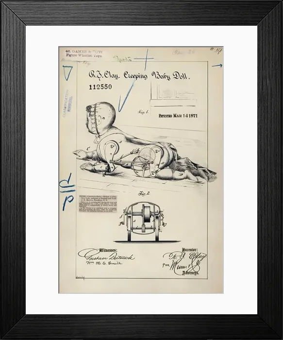 Framed Print : Drawing of Creeping Baby Doll Framed Print : Drawing of Creeping Baby Doll