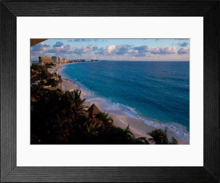 Framed Print : High angle view of a resort on the beach, Cancun, Mexico