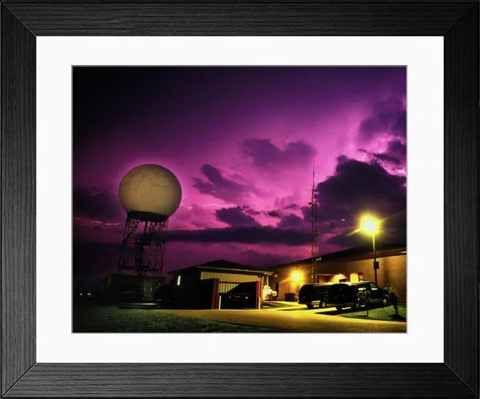 Framed Print : Lightning Over The National Weather Service Station