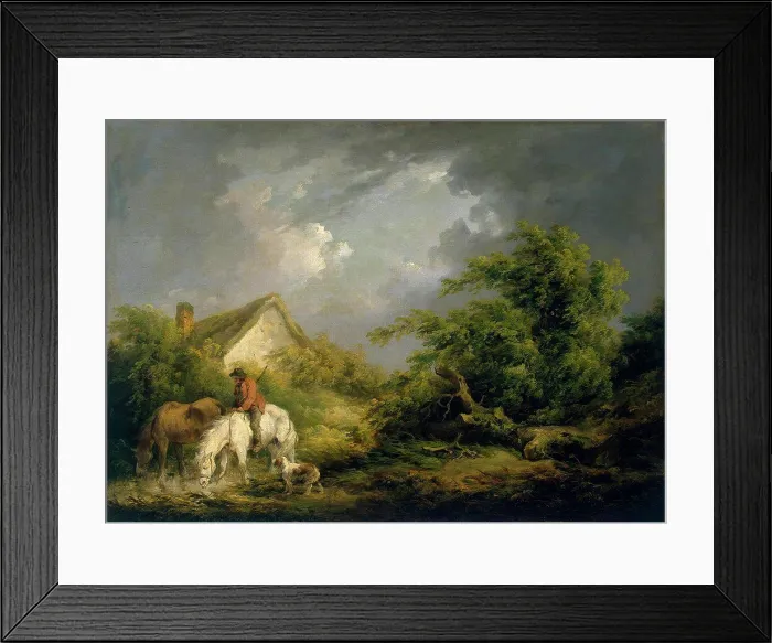 Framed Print : Landscape with moody sky by George Morland Framed Print : Landscape with moody sky by George Morland