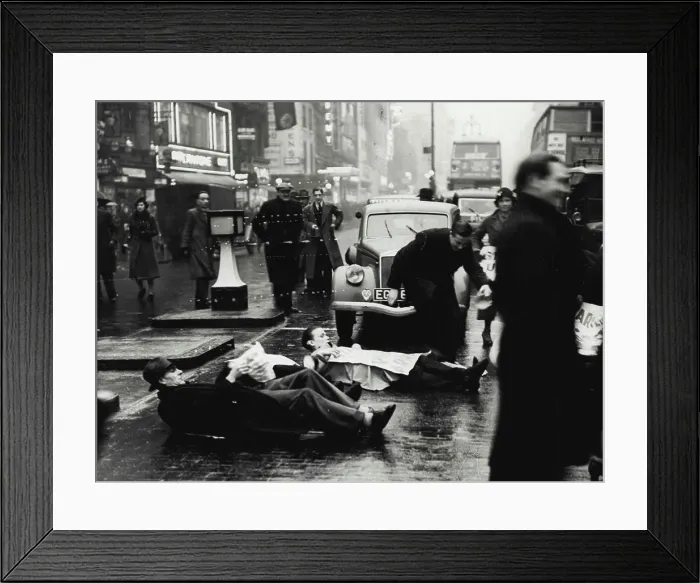Framed Print : Unemployed Men Lie Down in Oxford Street -- The unemployed men lying in the road at the corner of Oxford Street Framed Print : Unemployed Men Lie Down in Oxford Street -- The unemployed men lying in the road at the corner of Oxford Street