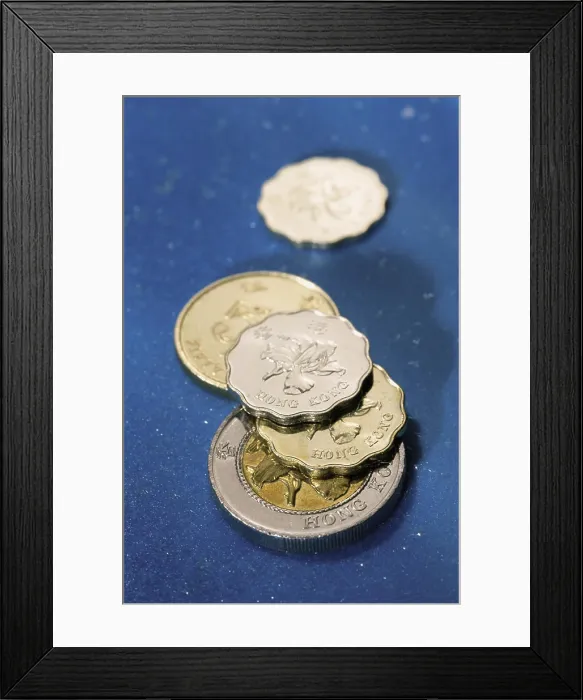 Framed Print : Close-up of Chinese coins
