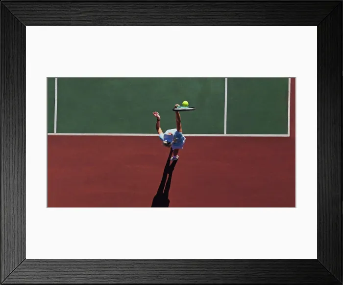 Framed Print : Hit, serve and woman on outdoor tennis court with challenge Framed Print : Hit, serve and woman on outdoor tennis court with challenge