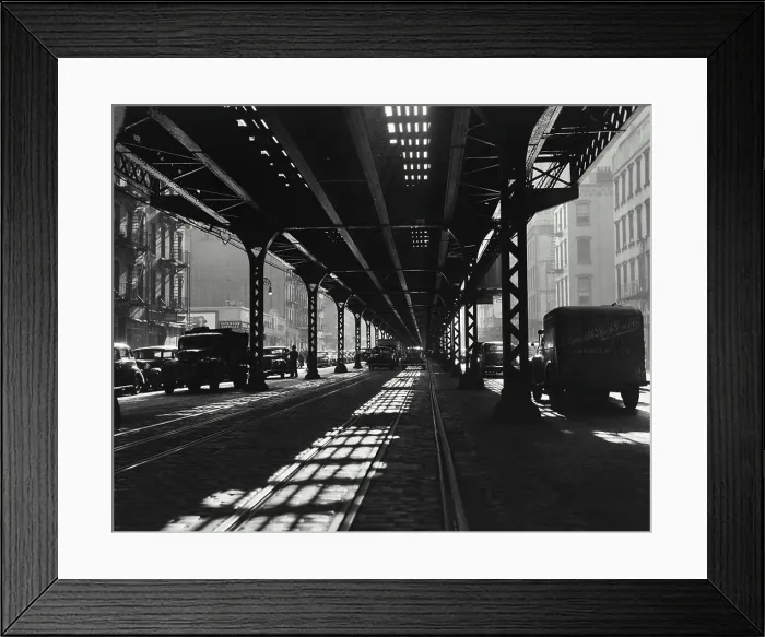 Framed Print : Vintage Photograph. View under 3rd Avenue elevated at 47th St showing cars under bridge