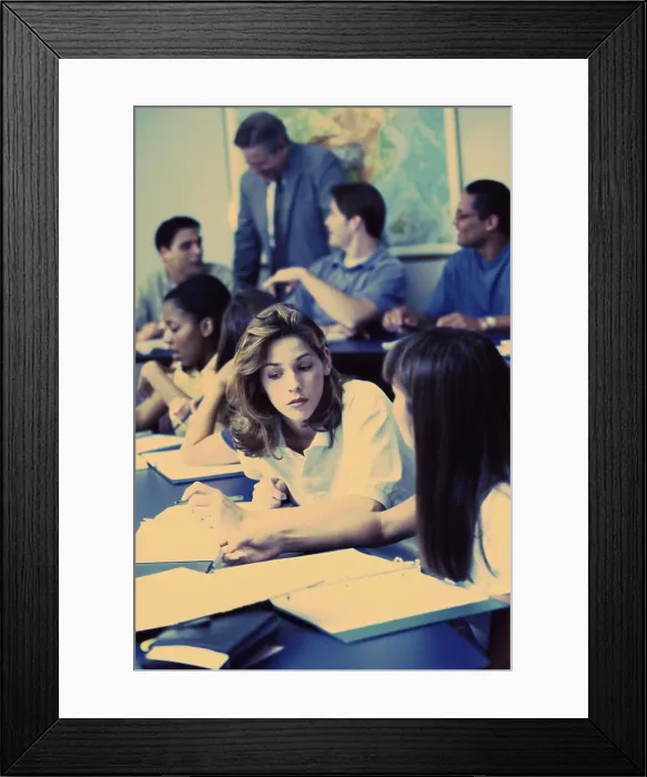 Framed Print : Group of teenagers in a classroom Framed Print : Group of teenagers in a classroom