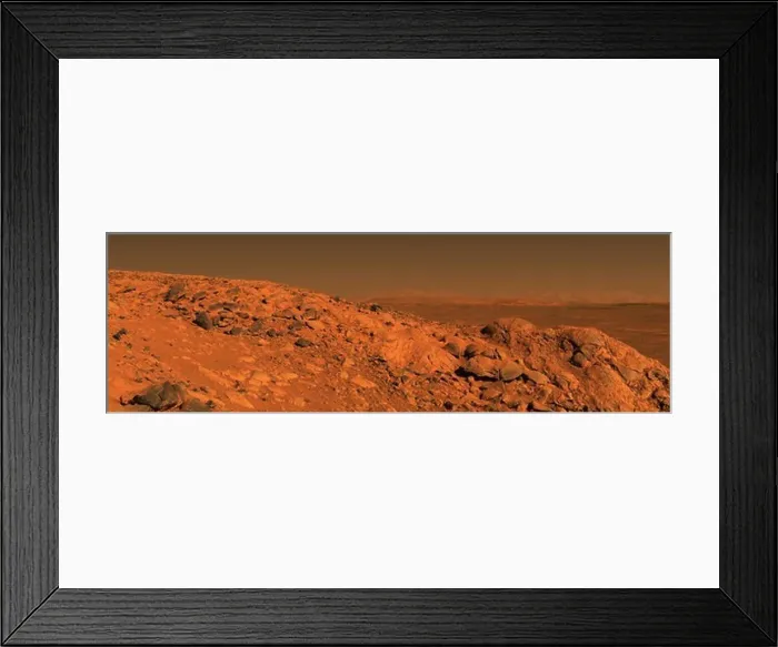 Framed Print : Panorama of Gusev Crater and Longhorn Outcropping Taken by Mars Exploration Rover Spirit, Mars
