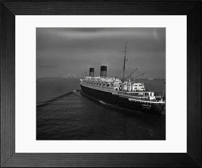 Framed Print : USA, New York, New York City, High angle view of cruise ship SS Liberte in sea Framed Print : USA, New York, New York City, High angle view of cruise ship SS Liberte in sea